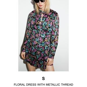 Zara floral dress metallic thread Small worn once